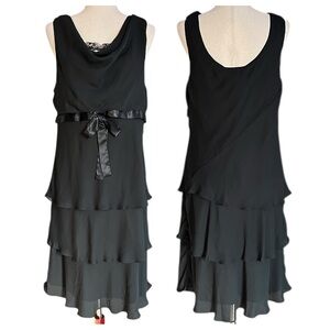 Rabbit Rabbit Rabbit Elegant Tiered Black Evening Dress